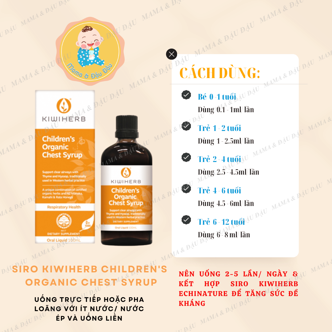 [DATE 2025][CHÍNH HÃNG][NEW ZEALAND] SIRO HO KIWIHERB CHEST SYRUP CHO TRẺ EM TỪ 0M