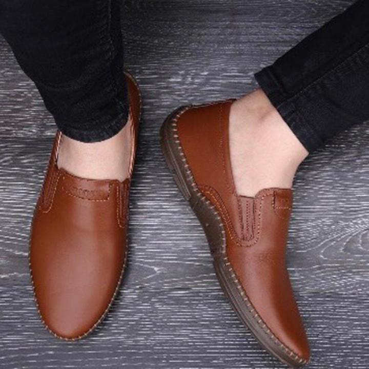giày mọi nam da bò đế cao su siêu mềm