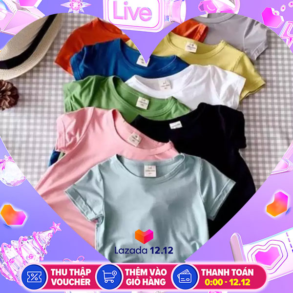 [5 CÁI 5 MÀU] Set 5 chiếc Áo Thun Cotton 5 Màu Khác Nhau Kiểu Dáng Basic Cho Bé Trai/Gái