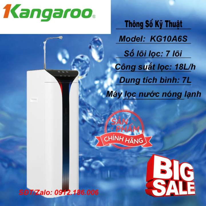 Máy lọc nước RO nóng lạnh hydrogen Kangaroo KG10A6S 7 lõi – Hàng chính hãng