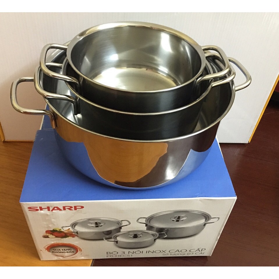 Bộ 3 Nồi inox Sharp (dùng được cho bếp từ )
