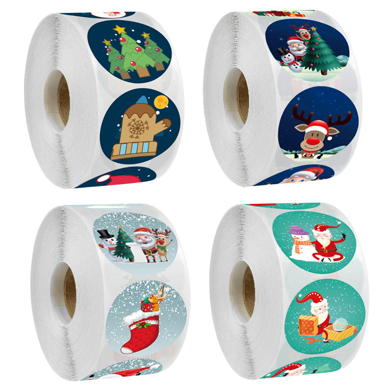 Cuộn 500 sticker giáng sinh, hình dán noel cute