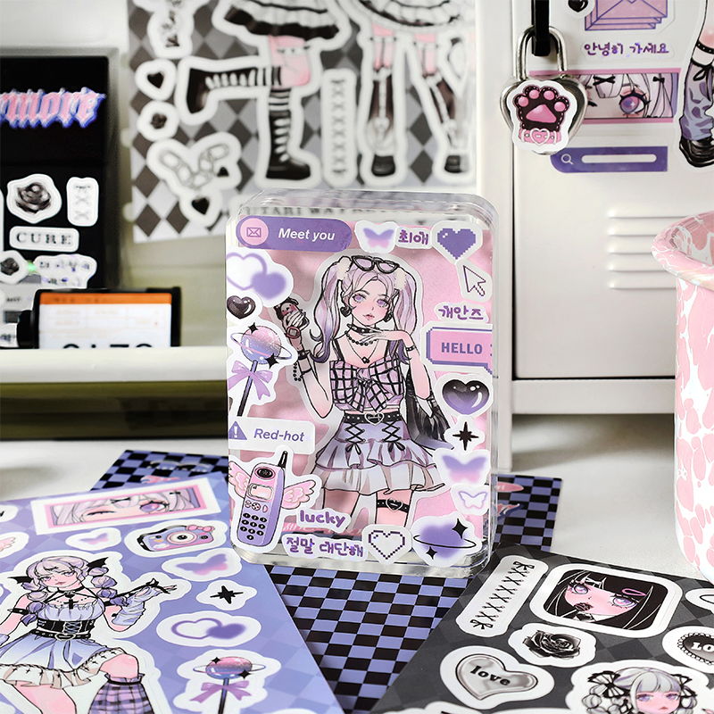 Sticker Cute Con gái Hàn Quốc Cool Nhãn dán Trang trí sổ tay DIY Trang trí Dễ thương
