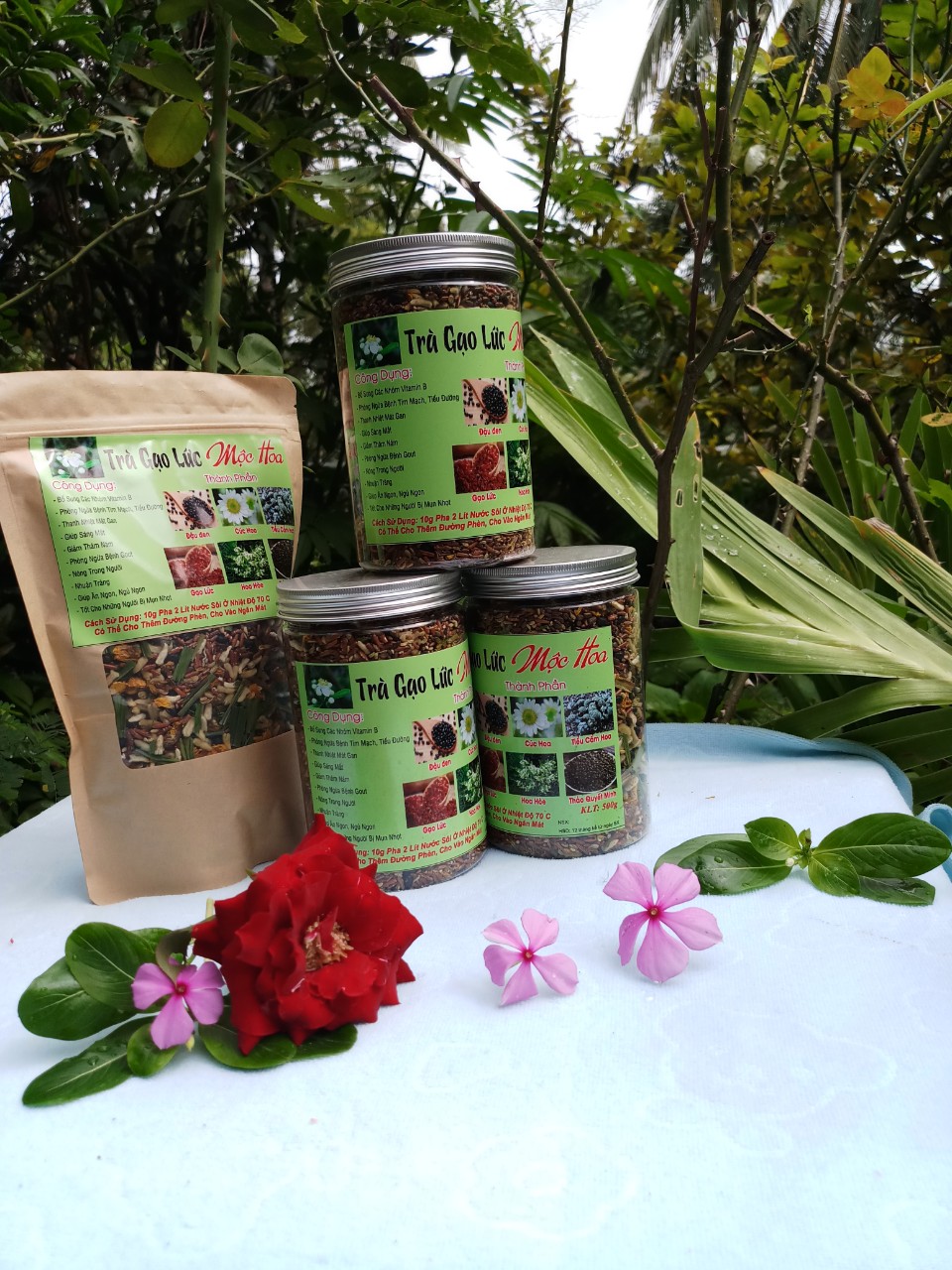 Trà gạo lức mộc hoa