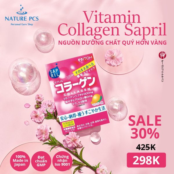 Bột uống dưỡng trắng da Itoh Sapril Collagen 60g (2g x 30 gói/hộp)