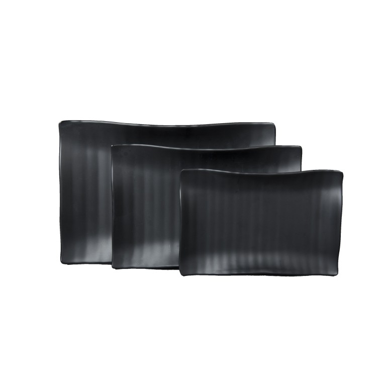 Dĩa Chữ Nhật Melamine Đen Nhám (DCN47N)