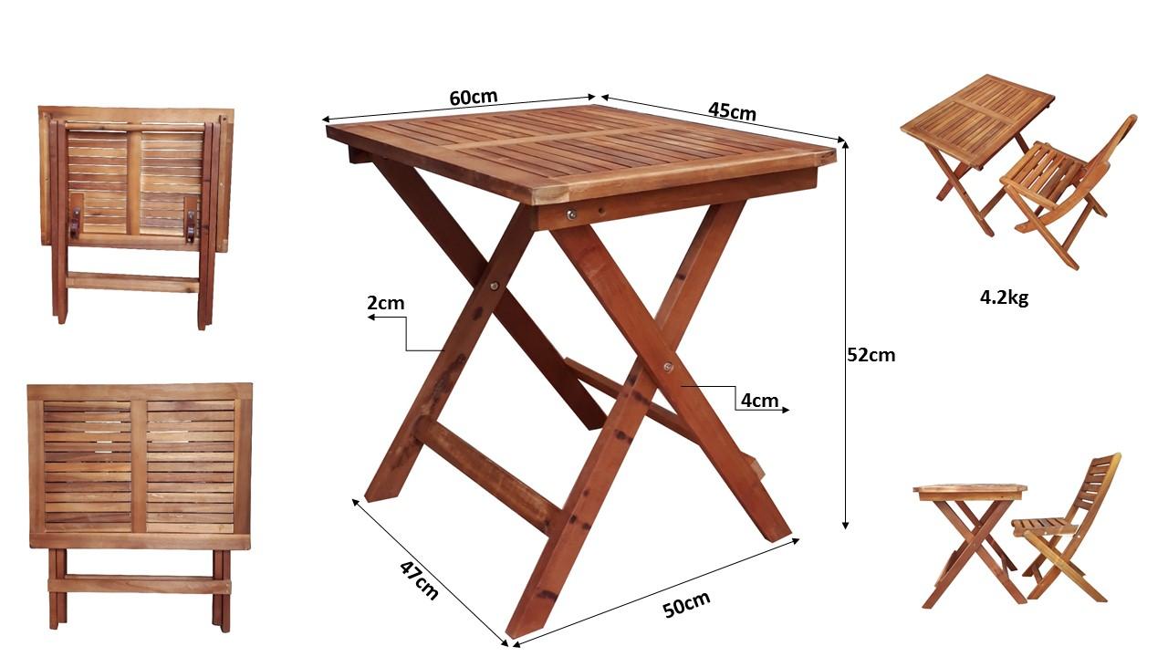 Bàn cafe xếp gọn 60x45x52cm (Vàng nhạt)