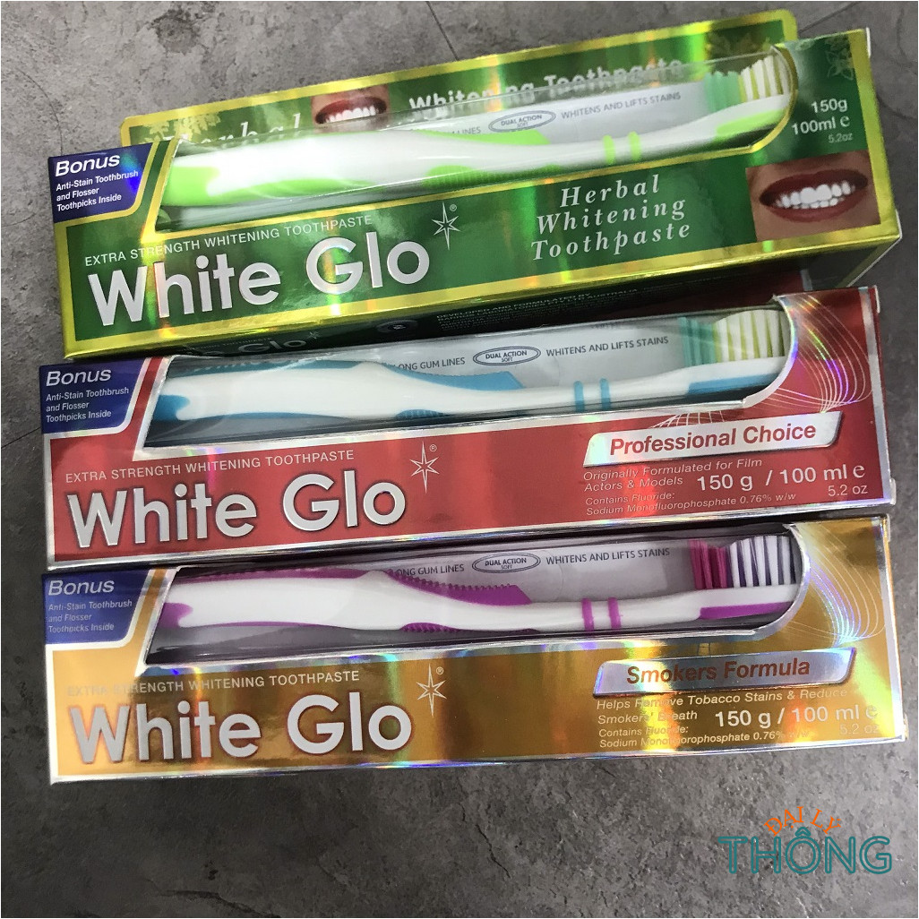 WHITE GLO 150g toothpaste set (red/purple/blue/yellow/white)