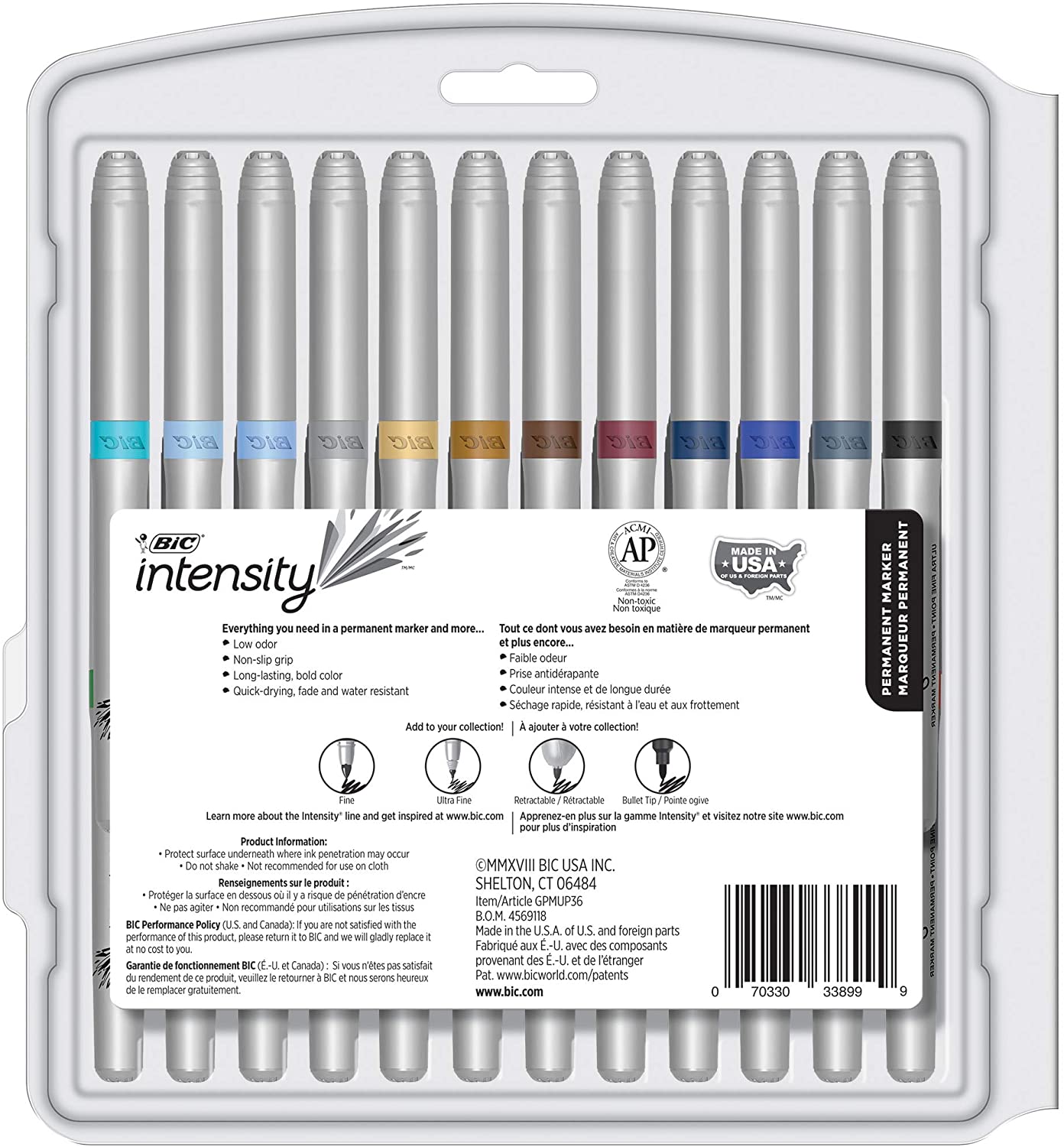 BỘ 24 BÚT LÔNG DẦU BIC INTENSITY PERMANENT MARKER FINE POINT