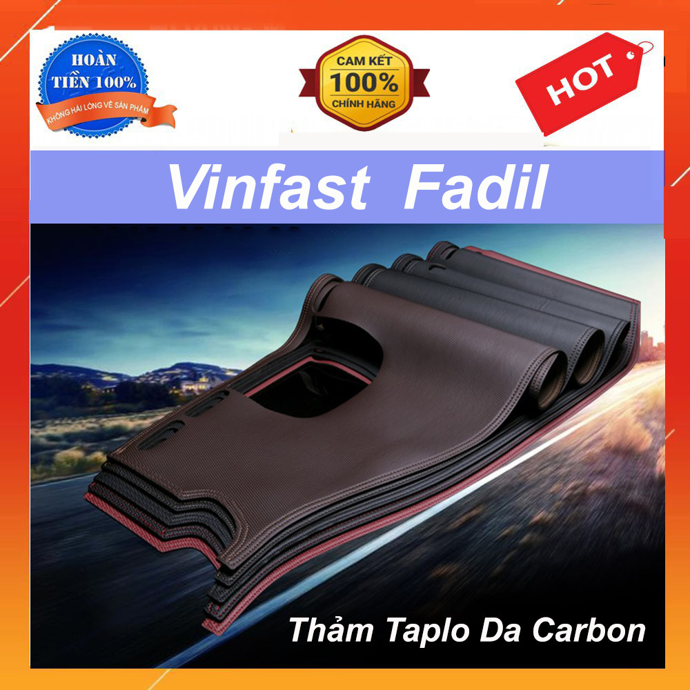Thảm Taplo Xe Vinfast Fadil 2018 2019 2020 Mẫu Da Carbon Cao Cấp Có Đế Chống Trượt Giúp Che Nắng Taplo, Chống Nứt Bạc Màu Taplo, Chống Lóa Mắt Và Tăng Thẩm Mỹ Cho Xe