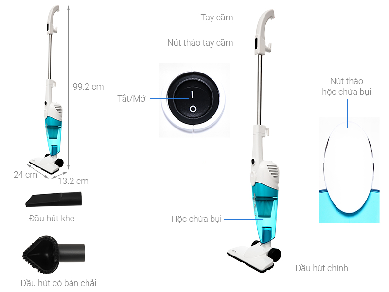 (MixHome HCM) Cây hút bụi mini cầm tay Deerma DX118C (Hàng chính hãng - bản nâng cấp 600W BH 12 tháng)