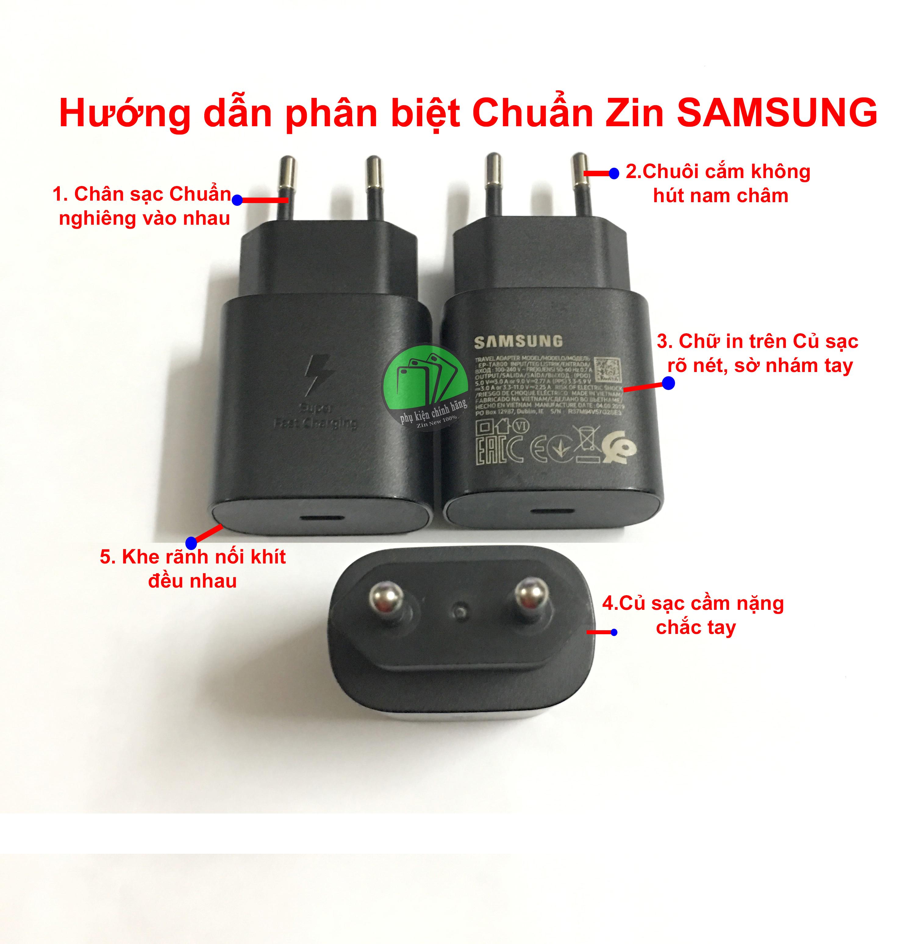 Bộ sạc nhanh 25W (Fast Charge 3.0) dành cho SAMSUNG NOTE 10, S10 5g, A80 và các dòng thấp hơn - Cam kết Chuẩn Zin Xịn