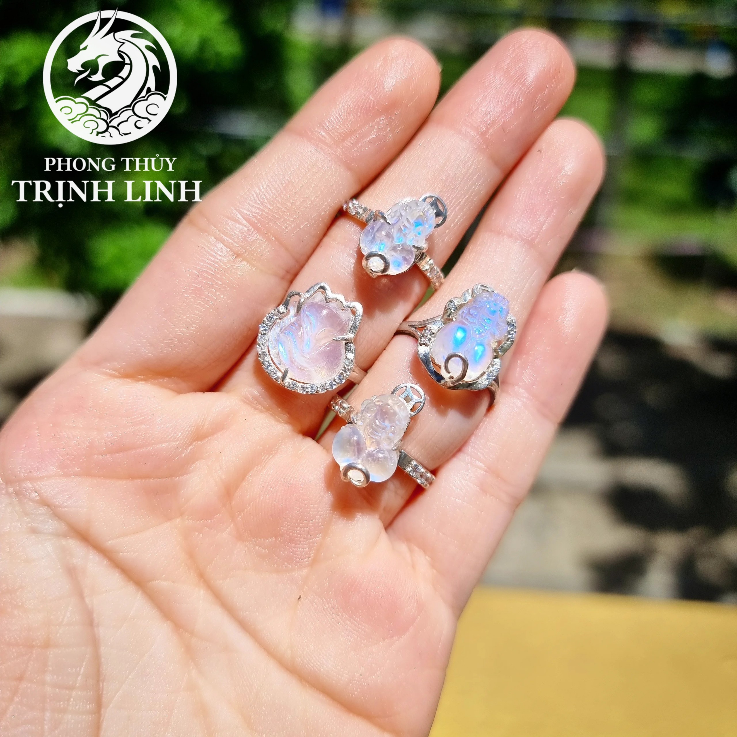 NHẪN BẠC HỒ LY - TỲ HƯU MOONSTONE (INBOX ĐẶT SIZE)