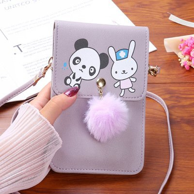Túi nữ đeo chéo và đeo vai nhỏ gọn - Túi đựng điện thoại, móc khóa bông dễ thương và xinh xắn G0099