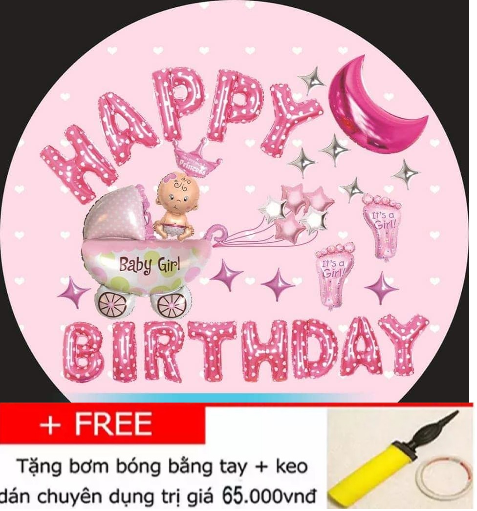 SET BÓNG TRANG TRÍ SINH NHẬT EM BÉ +XE NÔI +MẶT TRĂNG