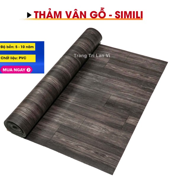 [HCM]Thảm nhựa simili trải sàn - vân gỗ xám đen (dark gray) - khổ 1m