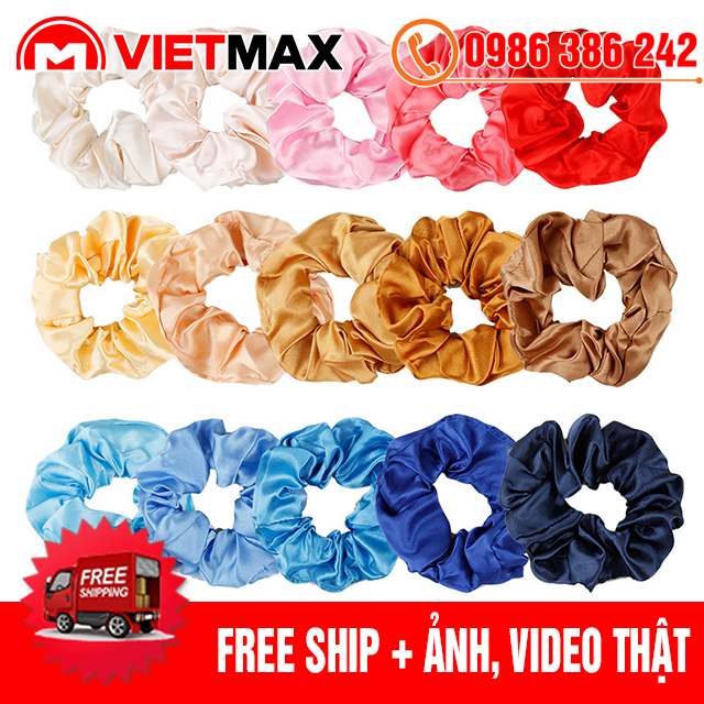 Dây Buộc Tóc Vải Phi Bóng, Cột Tóc Scunchies Co Giãn Hàn Quốc