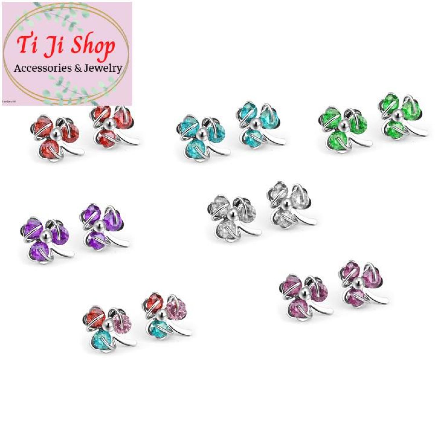 Bông tai nữ inox cỏ lá may mắn -