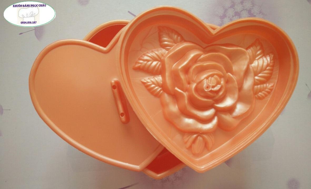 Khuôn nhấn xôi tim lớn hoa hồng