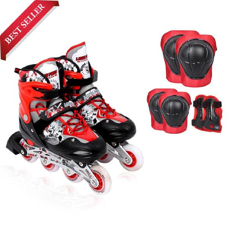 Mua Giày trượt patin 4 bánh có đèn tặng kèm bộ bảo hộ 6 chi tiết cho trẻ em - Q15842