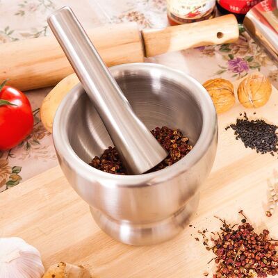Cối chày inox 304, có nắp đậy