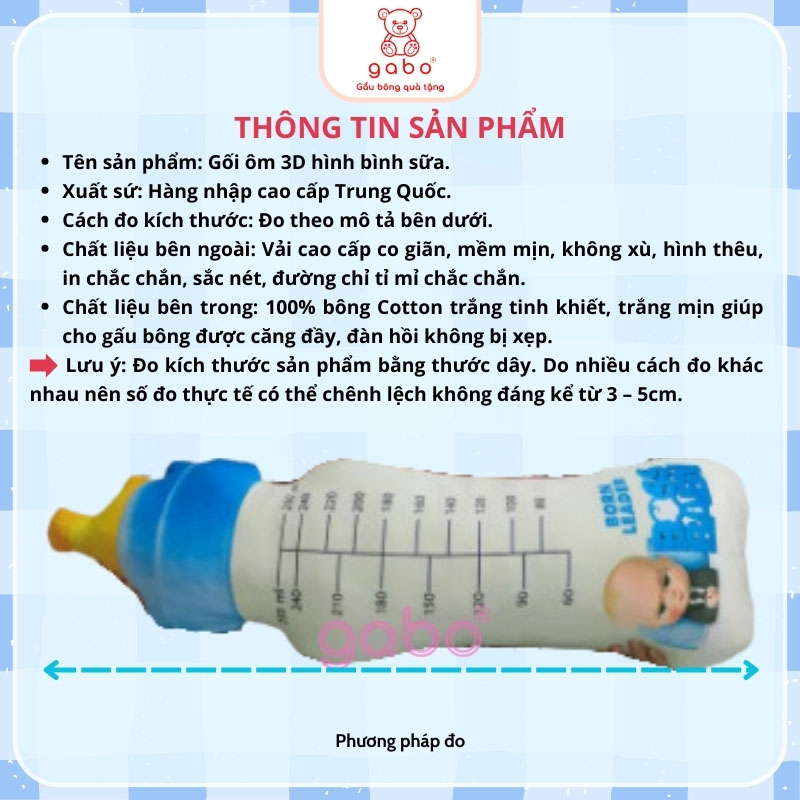 Gối ôm 3d Bình sữa 70cm, Gấu bông bình sữa 3d thú nhồi bông quà tặng cho bé cute