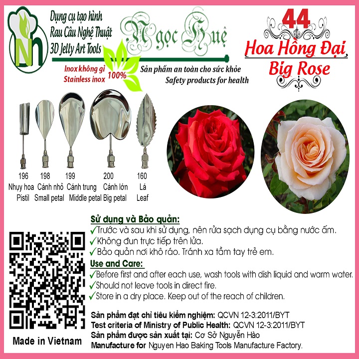 [HCM]Kim rau câu 3D Ngọc Huệ (bộ 5 kim số 44 - hoa hồng đại)