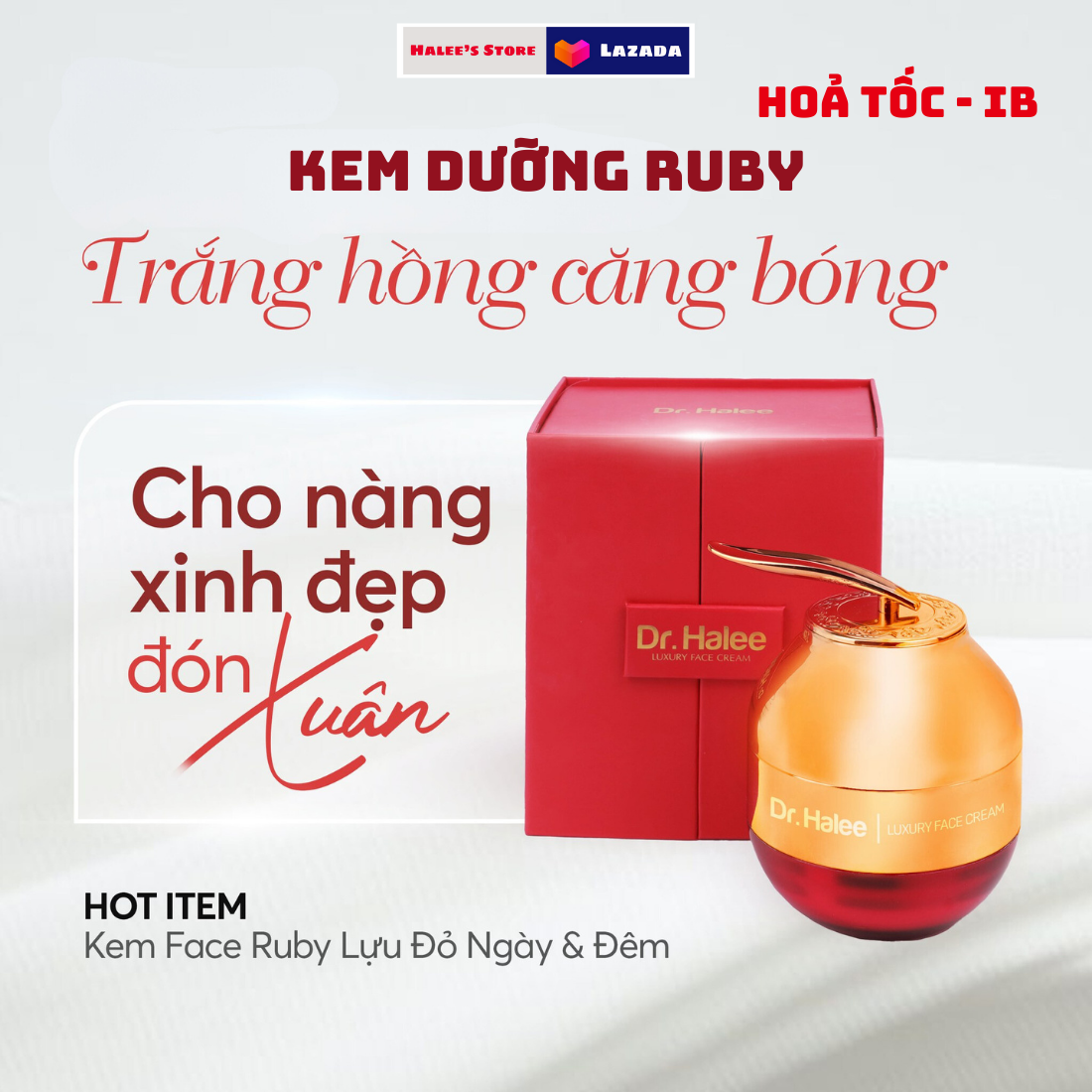 Kem Face Ruby Lựu Đỏ Dr.Halee Dưỡng Trắng Da Ngày & Đêm 50g