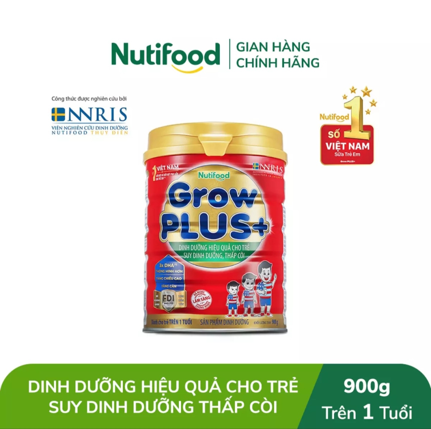 (HSD T10-2027) Sữa Bột Nutifood GrowPlus+ Suy Dinh Dưỡng Lon 780g/ 900g Đỏ.