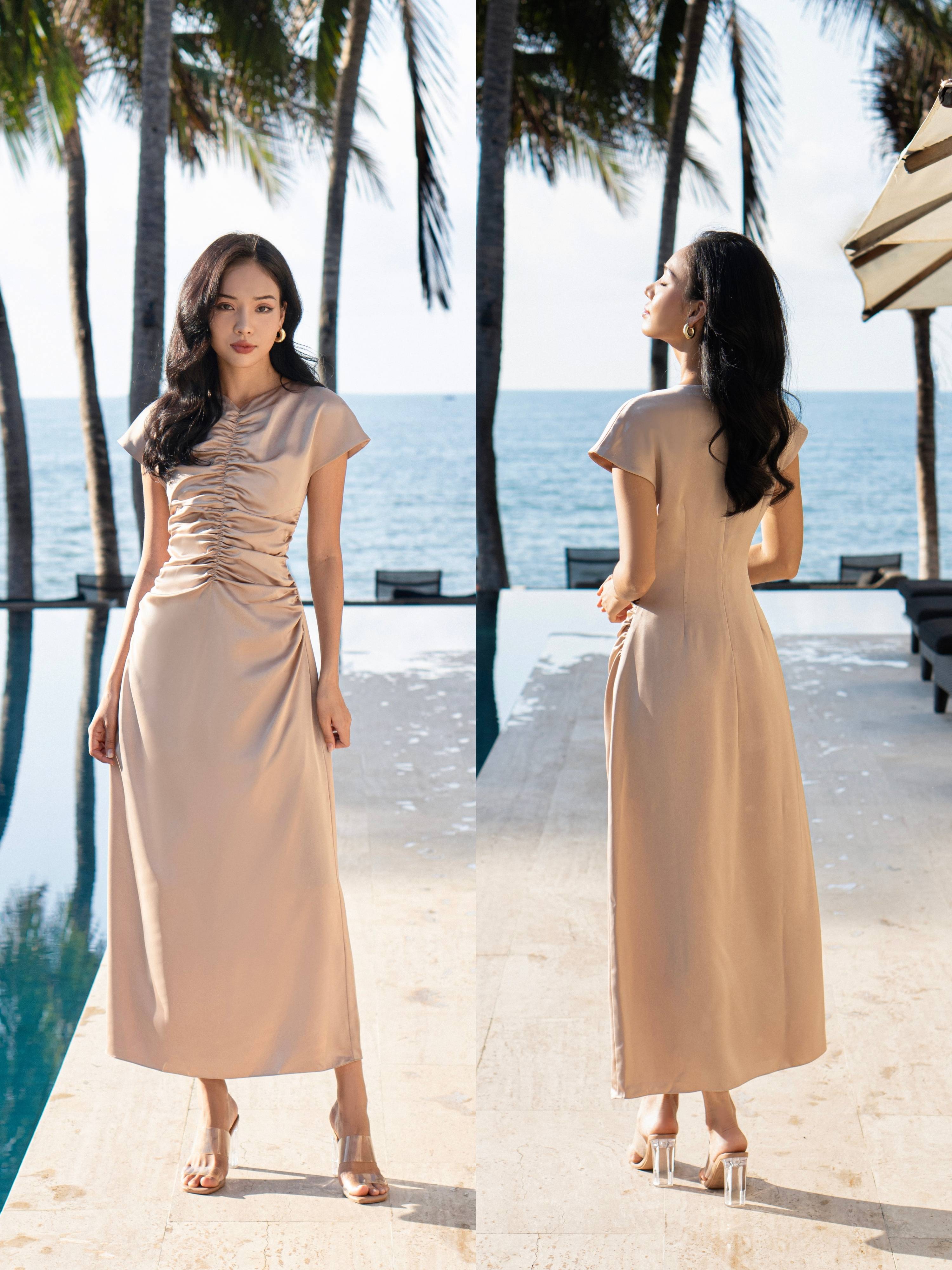 Đầm lụa midi Mauve Jane dress