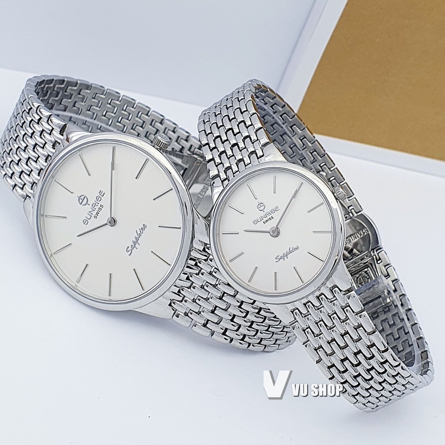 Đồng hồ đôi SUNRISE DM738SWD Siêu mỏng Chính hãng