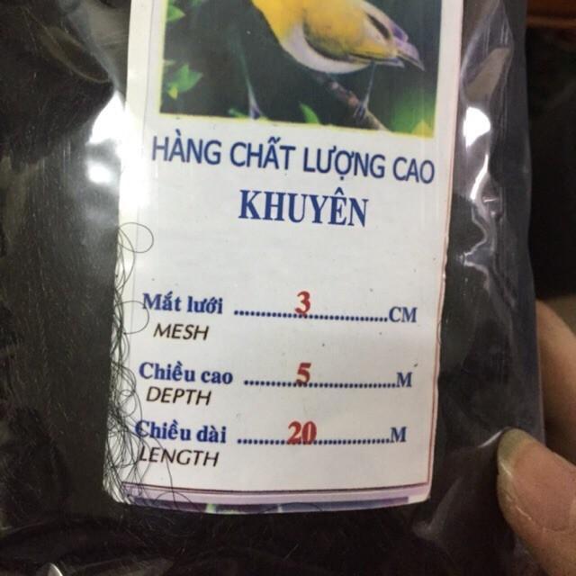 Lưới bẫy chim khuyên, chim ri mắt lưới 3cm cao 5m