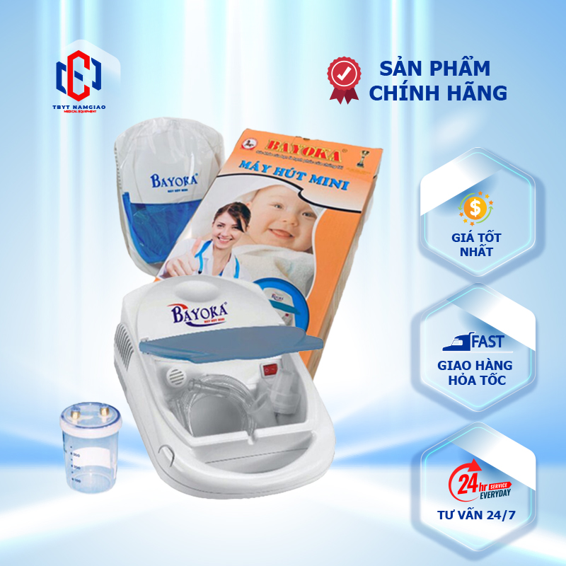 Máy hút mini kèm xông khí dung Bayoka - hút đờm , hút dịch mũi trẻ em