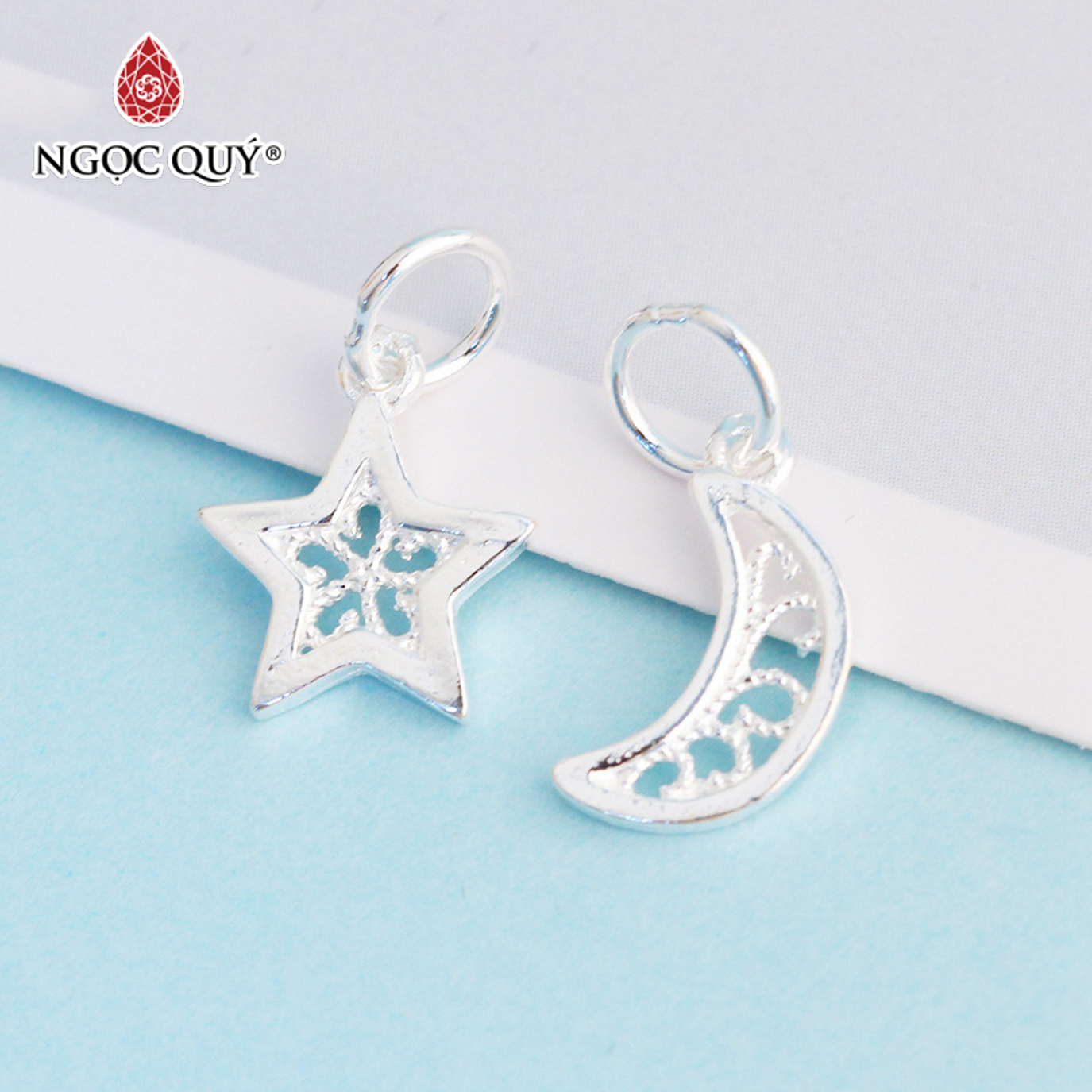 [HCM]Charm bạc hình trăng khuyết treo - Ngọc Quý Gemstones