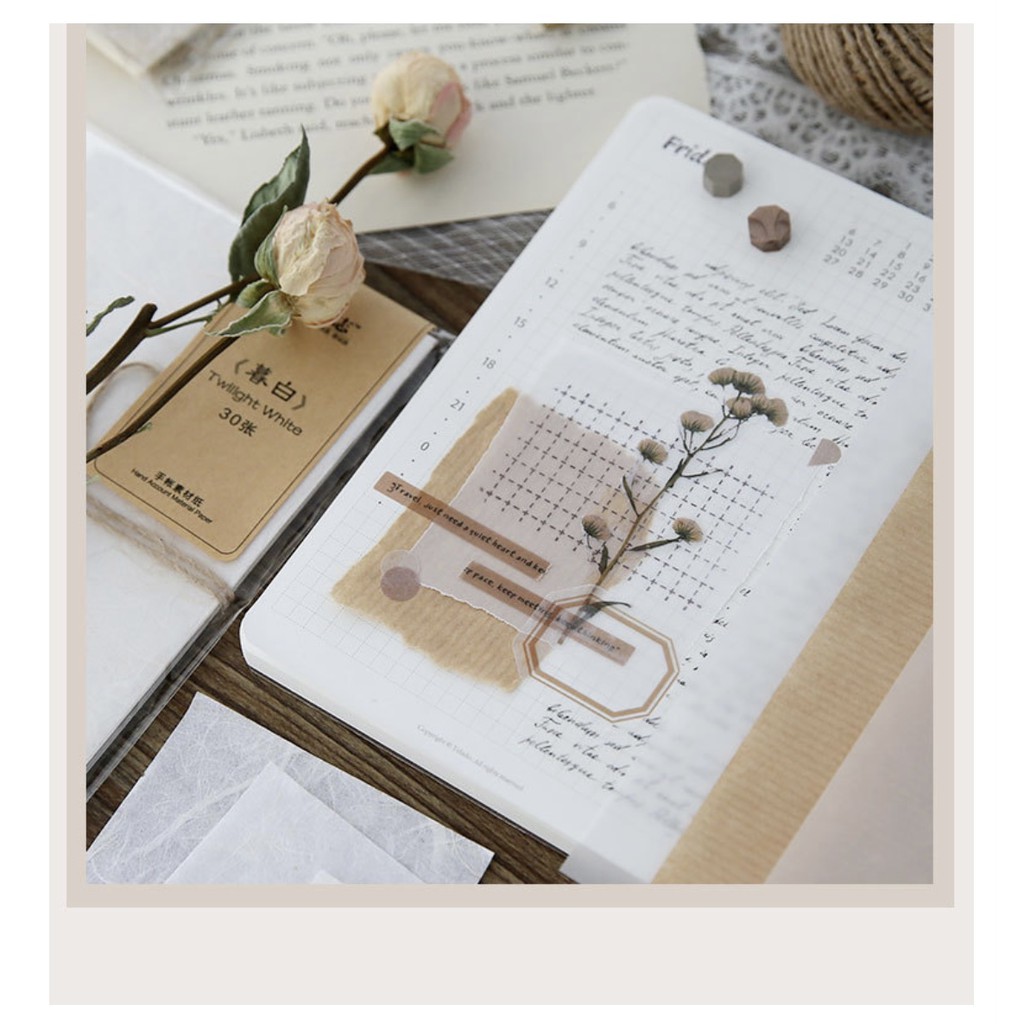 Set 30 giấy nền ép hoa khô nhiều chất liệu