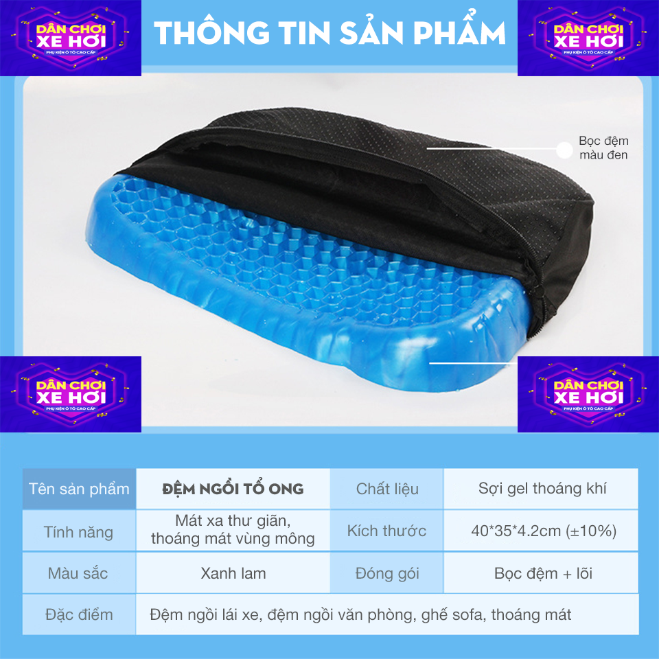 [HCM][HÀNG NHẬP KHẨU] Đệm Gel Tổ Ong Lót Ghế Văn Phòng - Gel Ngồi Đệm Tổ Ong Đệm Sofa Xe Hơi CAO CẤP MỀM MẠI