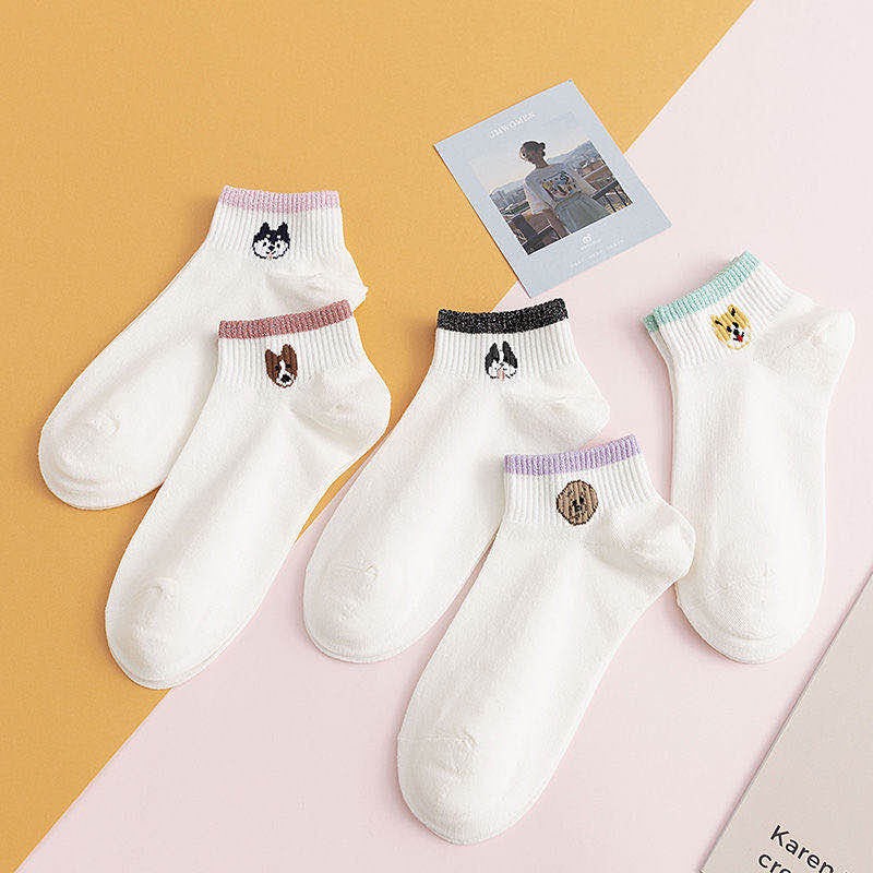 Vớ chó trắng nữ set 5 đôi
