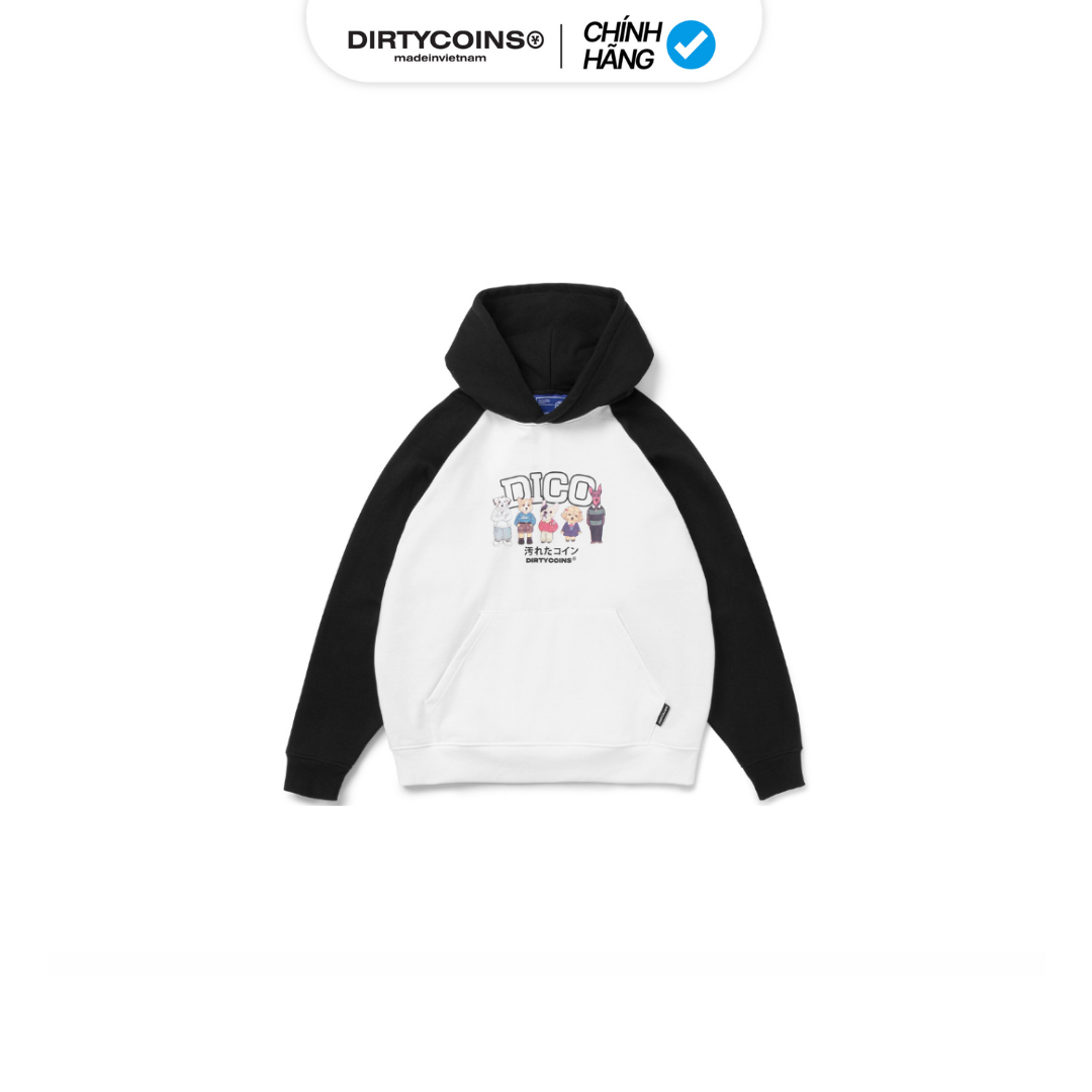 Áo Khoác DirtyCoins Puppies Hangouts Raglan Hoodie - White/Black