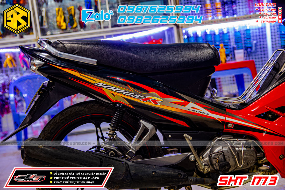 tem rời xe sirius đỏ đen lửa