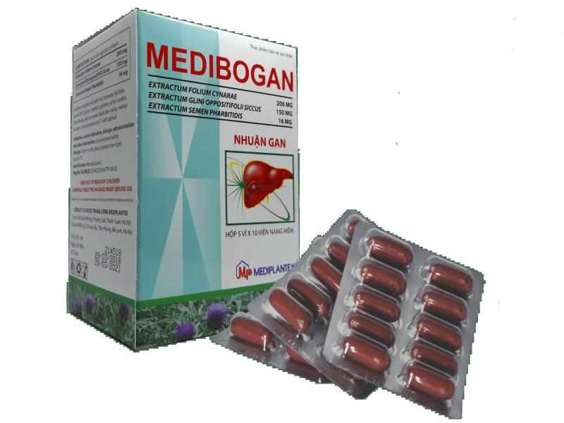 Thực Phẩm chức năng bổ gan Medibogan hộp 5 vĩ/ 10 viên nang mền cao cấp