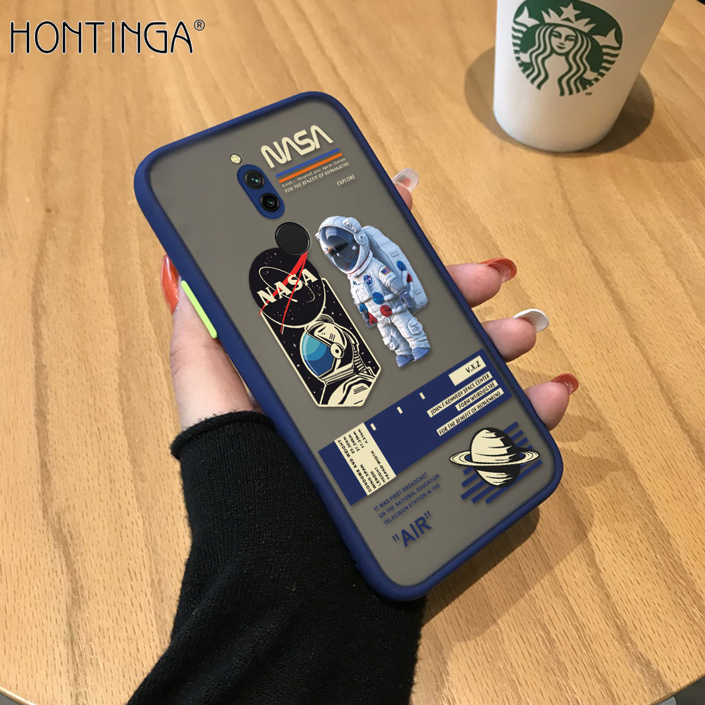 Hontinga Casing Case For Xiaomi Redmi 8 Case Creative NASA Astronaut Frosted Transparent Full Back Cover Camera Protect Cases Phone Case Hard Case For Boys For Men For Girls