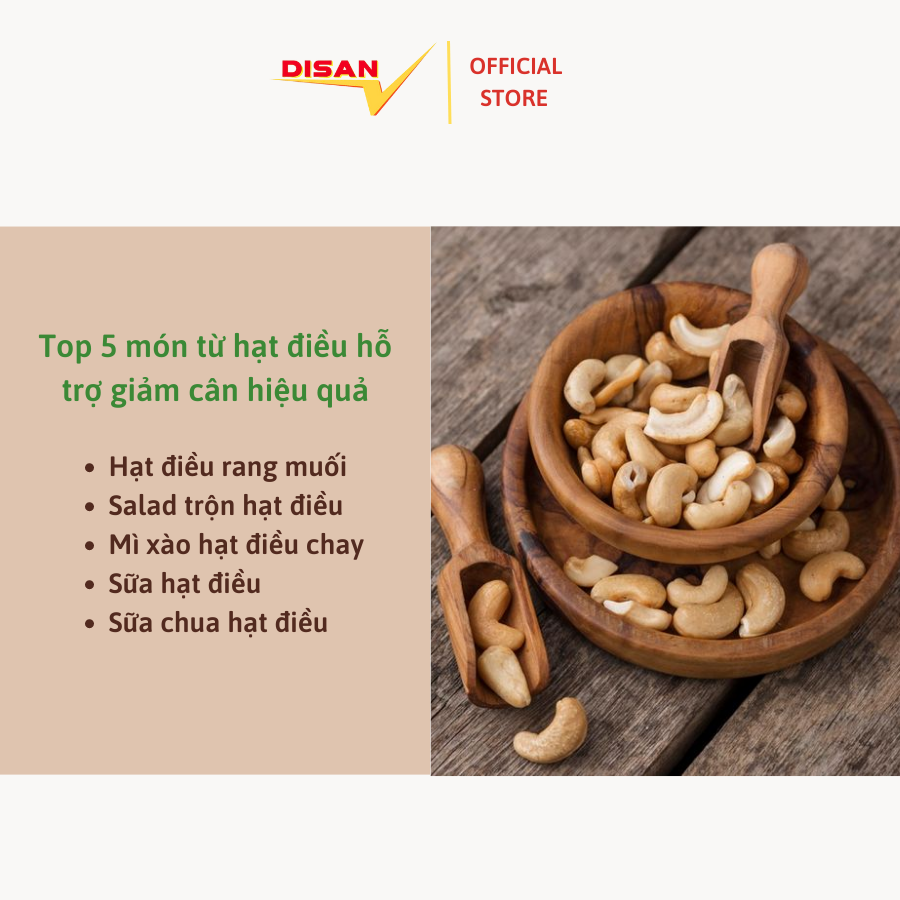 HẠT ĐIỀU RANG MUỐI VỎ LỤA DISAN Chính gốc Bình Phước 250gr