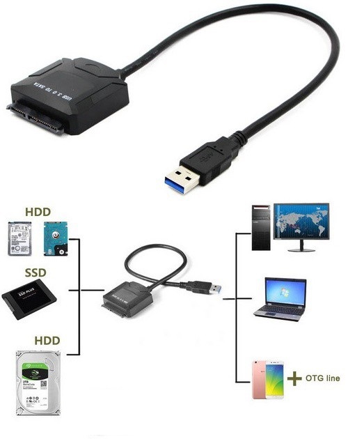 Cáp chuyển đổi ổ cứng sata sang usb 3.0 2.5 / 3.5 hdd ssd chất lượng cao dây chuyển đổi usb 3.0 sang sata không kèm dây nguồn