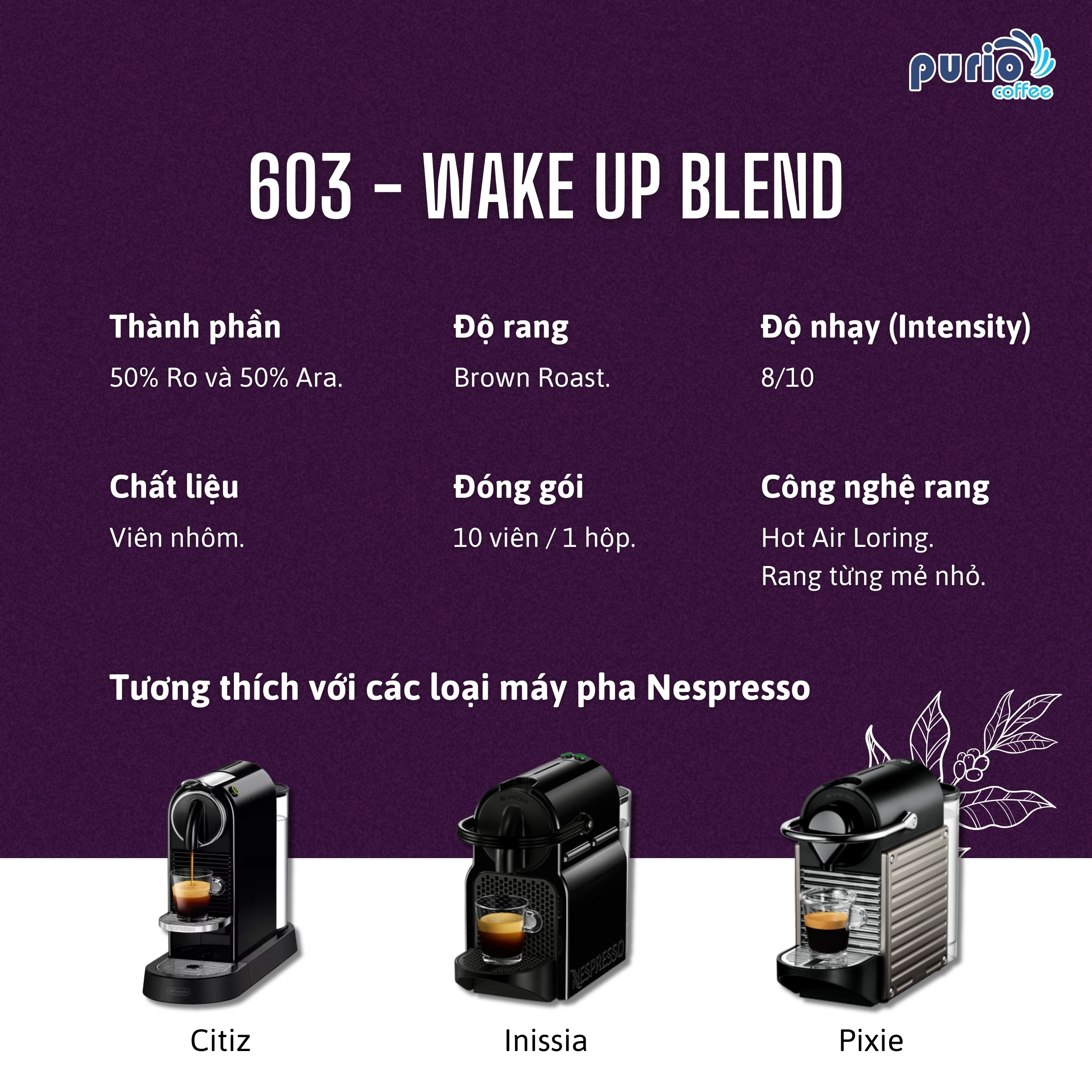 Cà Phê Capsule Lamosi 603 Wake Up Blend - Hương Vị Độc Đáo, Hương Chocolate, Phù Hợp Nespresso, Hộp 10 Viên