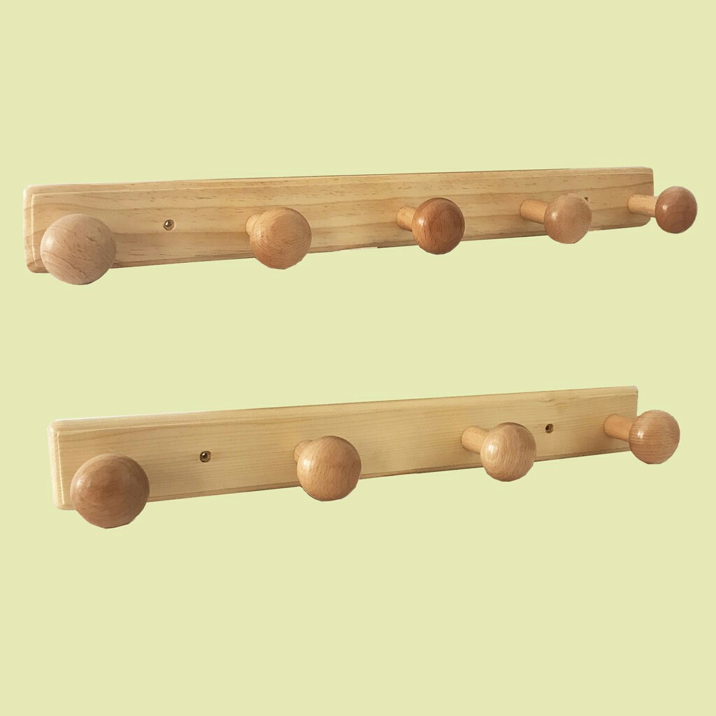 Móc Gỗ Treo Nón Mũ Quần Áo - Giá treo quần áo gắn tường bằng gỗ - Móc treo đồ gỗ GIBA