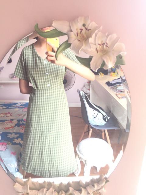 VÁY KẺ CARO DÁNG VINTAGE CÓ DÂY THẮT EO ( ảnh thật ở cuối )