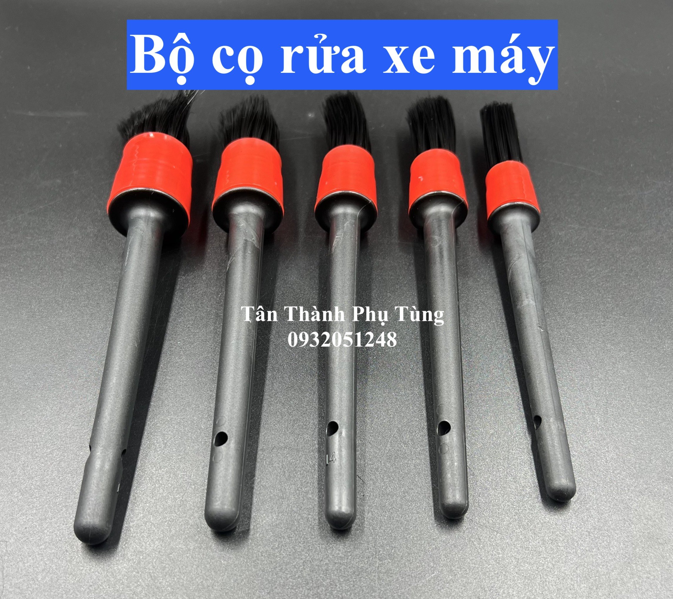 Bộ cọ, chổi rửa xe máy 5 cây