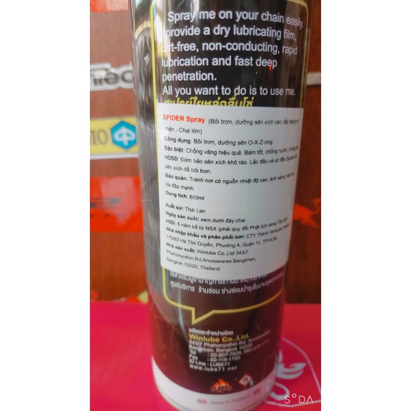 Dưỡng sên Spider , Rửa sên WOW 600ml Lube71