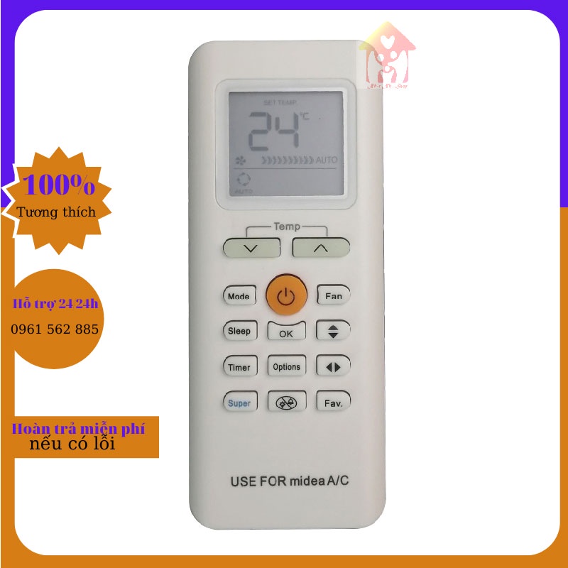 Điều Khiển Điều Hòa Media nút Vàng-Remote dùng cho máy lạnh Media 2 chiều