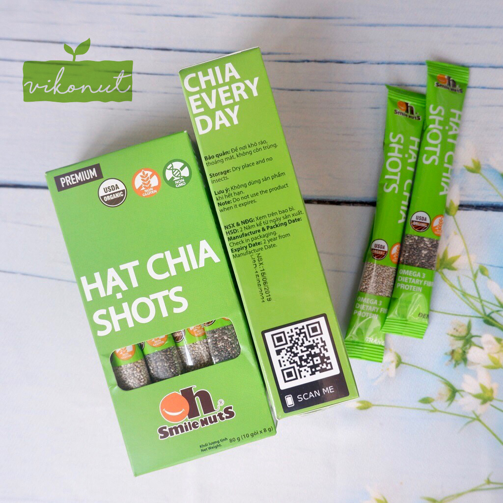 [HCM]Hạt Chia Shots hữu cơ mix trắng đen [2 hộp mỗi hộp 80gr] - Chia Seed Organic